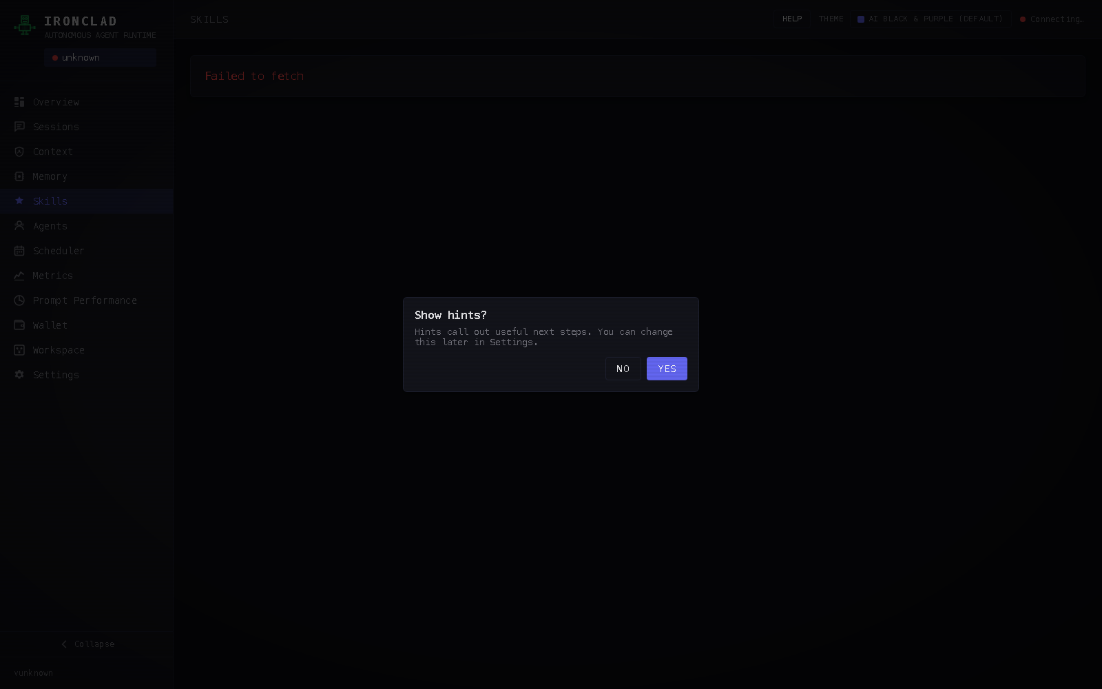Dashboard Skills screenshot